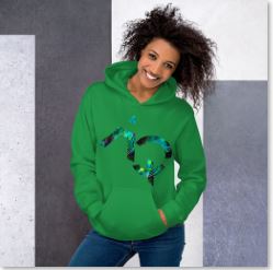 Hoodie for Girls-black, white, blue, pink, grey. Aquarius Star Sign. WickedYo.